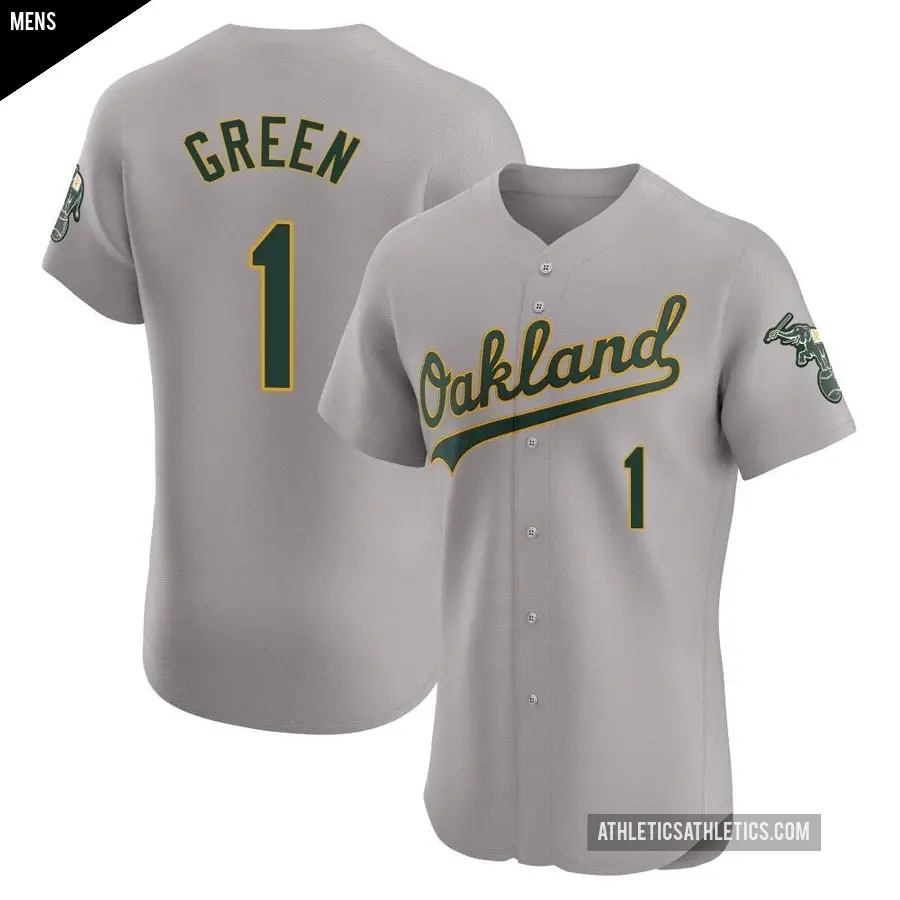 Men's Oakland Athletics ＃1 Dick Green Elite Green Gray Road Jersey