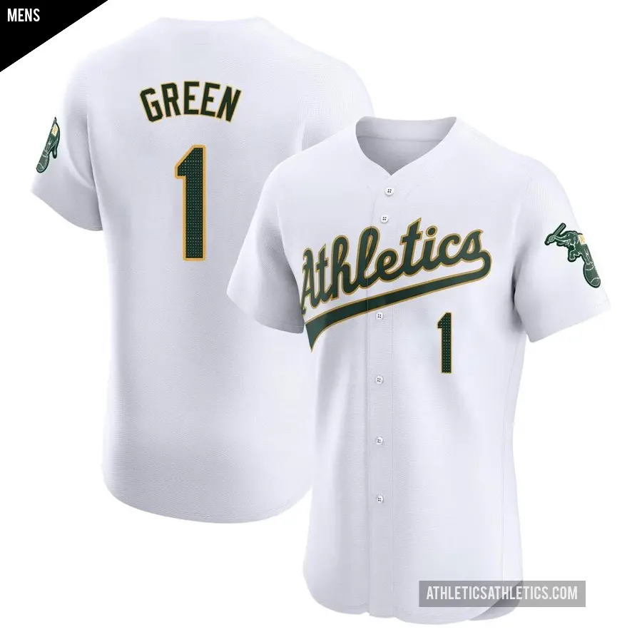 Men's Oakland Athletics ＃1 Dick Green Elite White Home Jersey