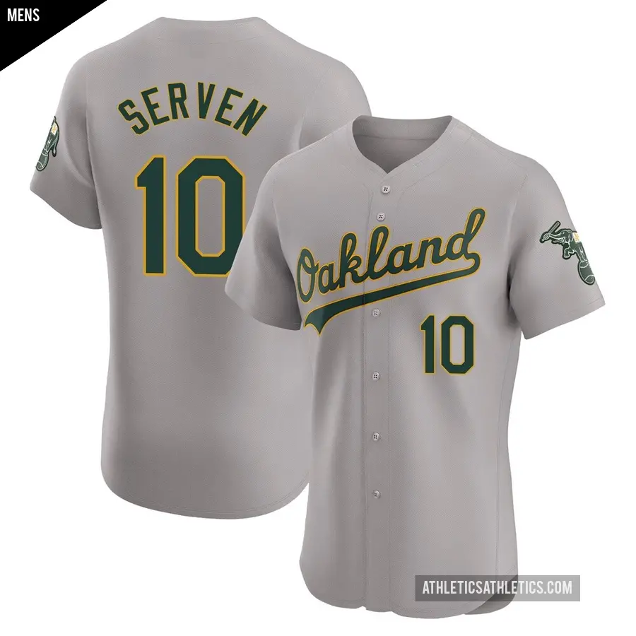 Men's Oakland Athletics ＃10 Brian Serven Elite Gray Road Jersey