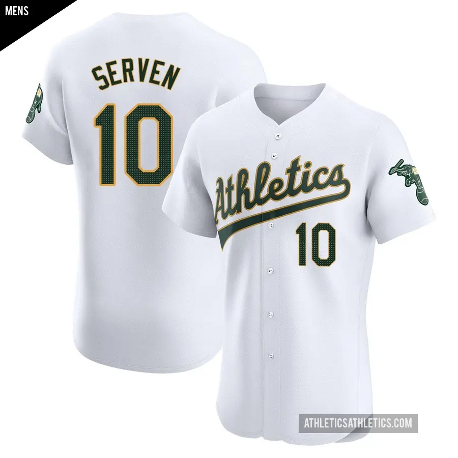 Men's Oakland Athletics ＃10 Brian Serven Elite White Home Jersey
