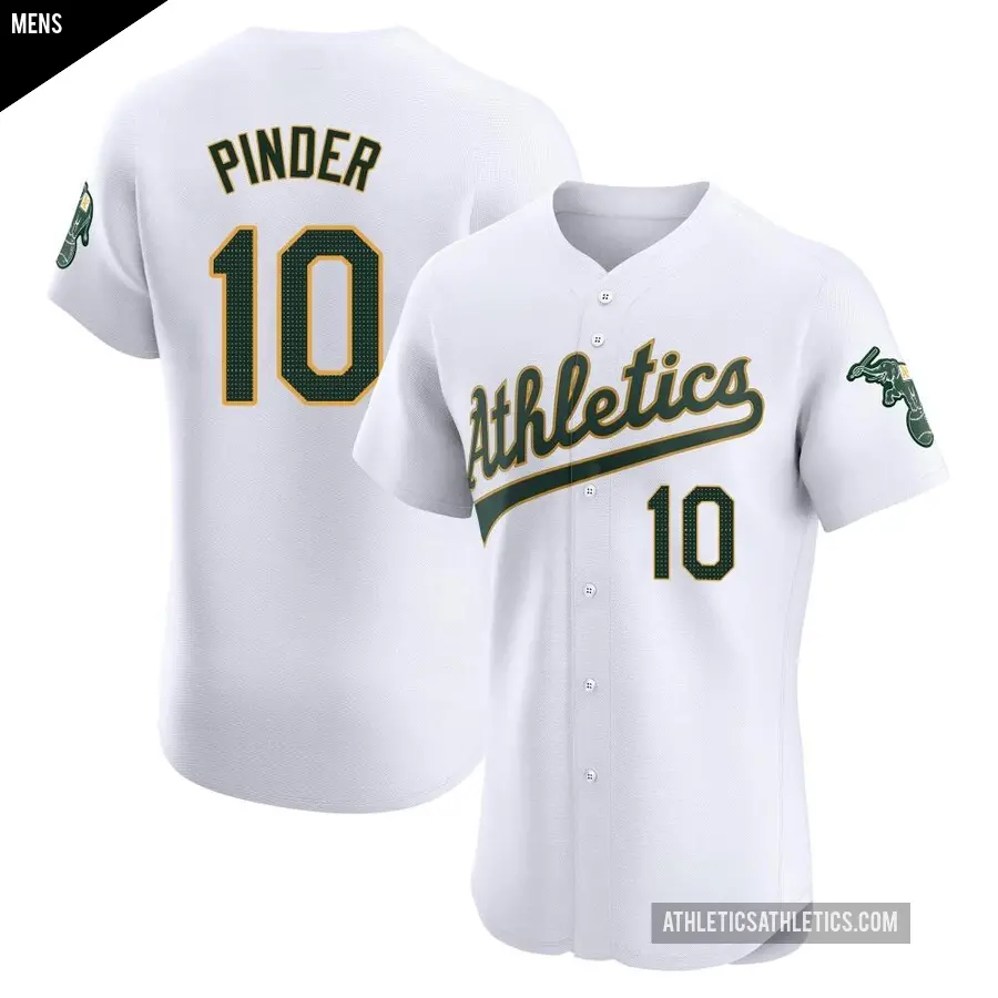 Men's Oakland Athletics ＃10 Chad Pinder Elite White Home Jersey