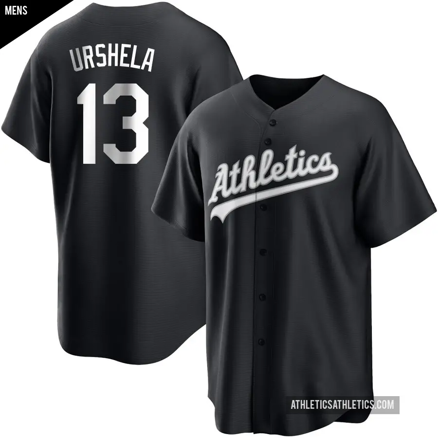 Men's Oakland Athletics ＃13 Gio Urshela Replica Black/White Jersey
