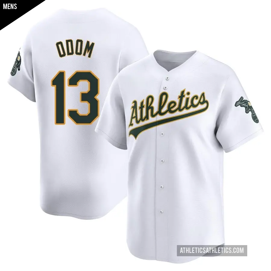 Men's Oakland Athletics ＃13 John Odom Limited White Home Jersey