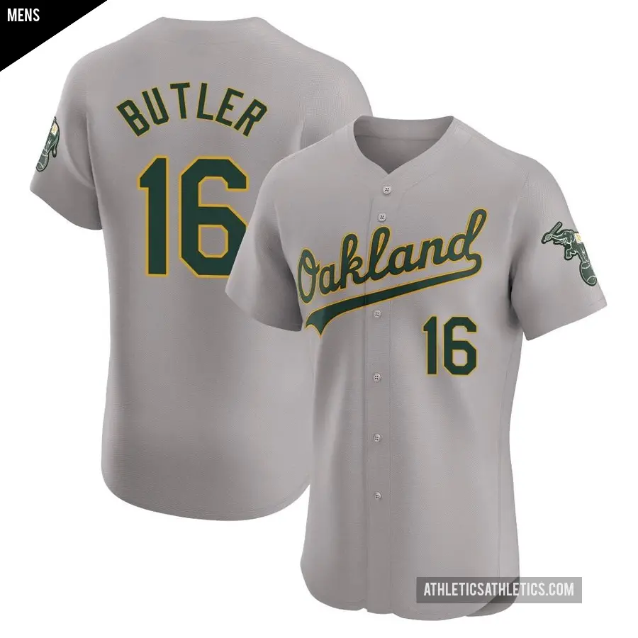 Men's Oakland Athletics ＃16 Billy Butler Elite Gray Road Jersey