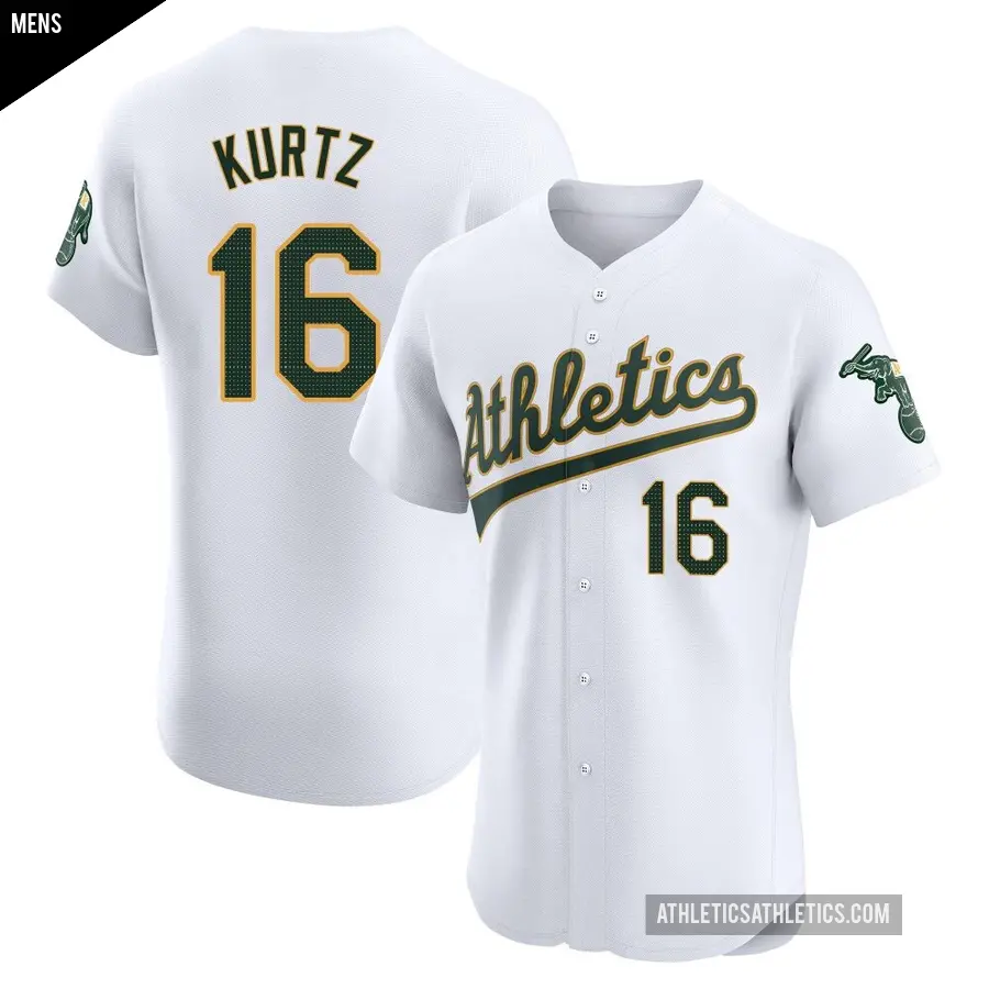 Men's Oakland Athletics ＃16 Nick Kurtz Elite White Home Jersey