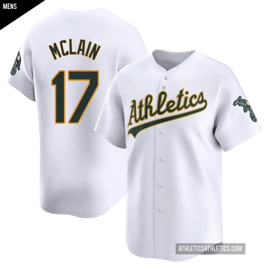 Men's Oakland Athletics ＃17 Denny Mclain Limited White Home Jersey