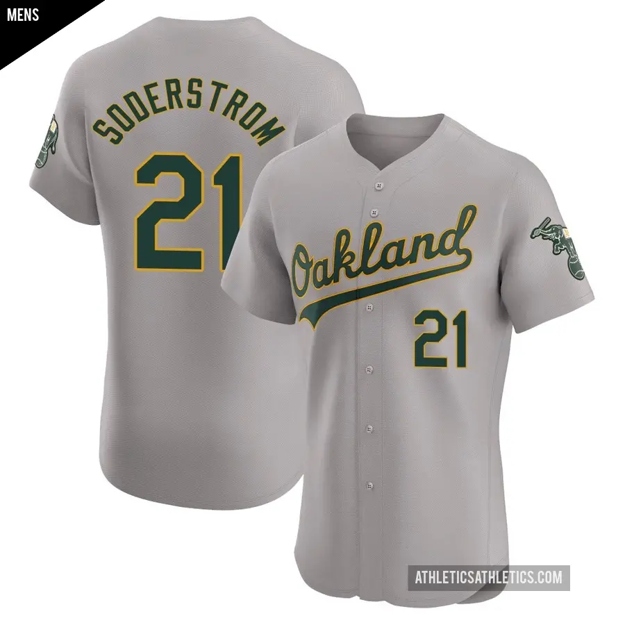 Men's Oakland Athletics ＃21 Tyler Soderstrom Elite Gray Road Jersey