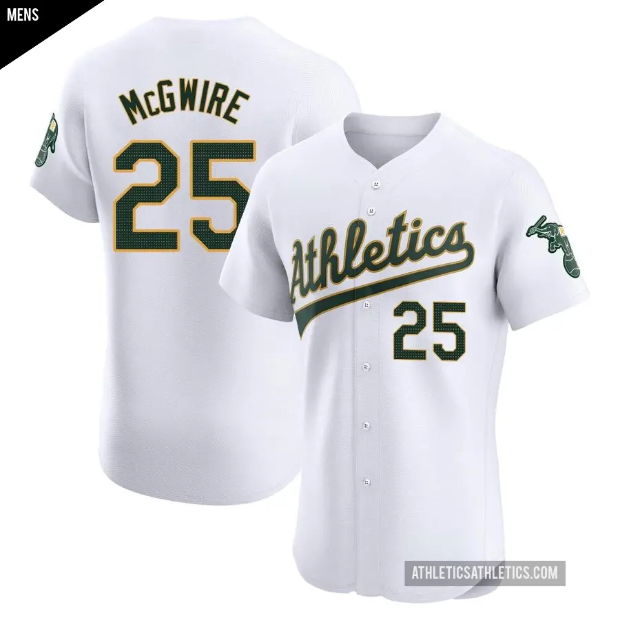 Men's Oakland Athletics ＃25 Mark McGwire Elite White Home Jersey