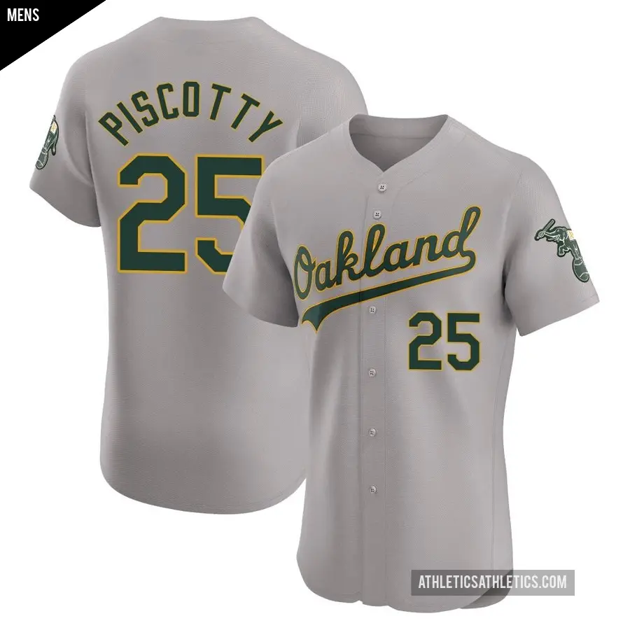 Men's Oakland Athletics ＃25 Stephen Piscotty Elite Gray Road Jersey