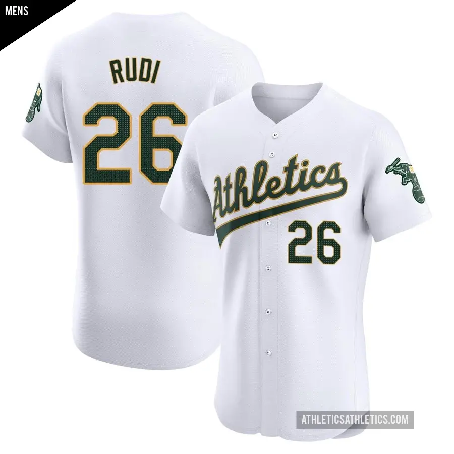Men's Oakland Athletics ＃26 Joe Rudi Elite White Home Jersey