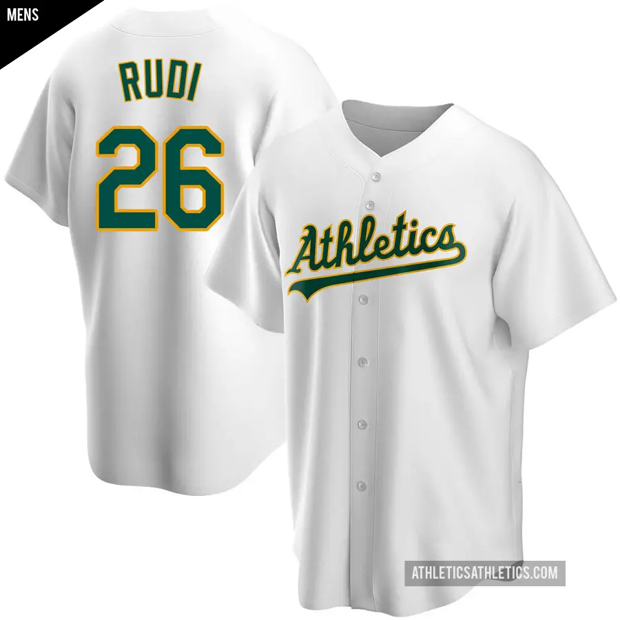 Men's Oakland Athletics ＃26 Joe Rudi Replica White Home Jersey