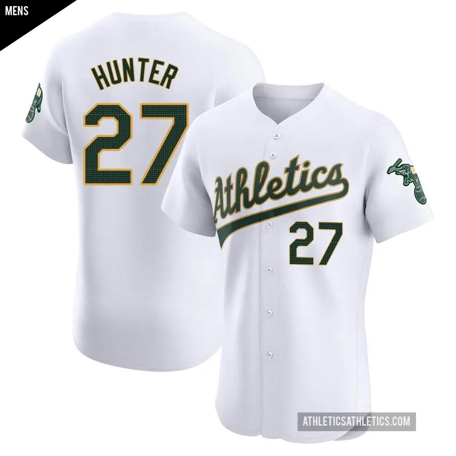 Men's Oakland Athletics ＃27 Catfish Hunter Elite White Home Jersey