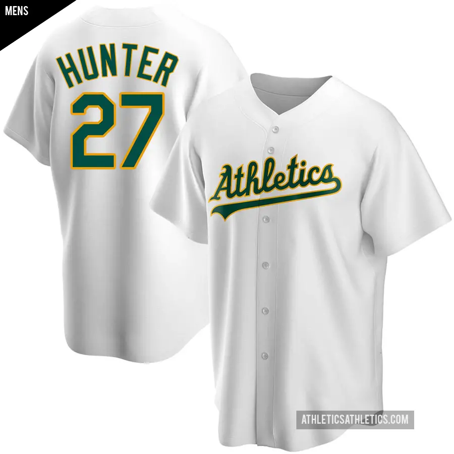 Men's Oakland Athletics ＃27 Catfish Hunter Replica White Home Jersey