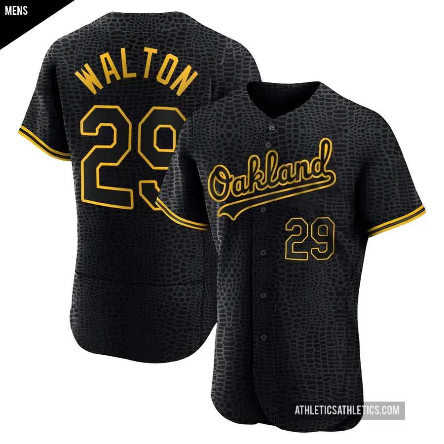 Men's Oakland Athletics ＃29 Donovan Walton Authentic Black Snake Skin City Jersey