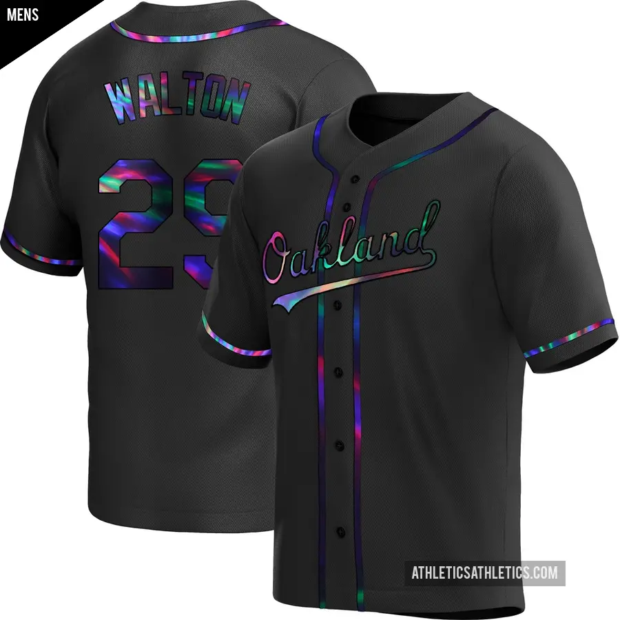 Men's Oakland Athletics ＃29 Donovan Walton Replica Black Holographic Alternate Jersey