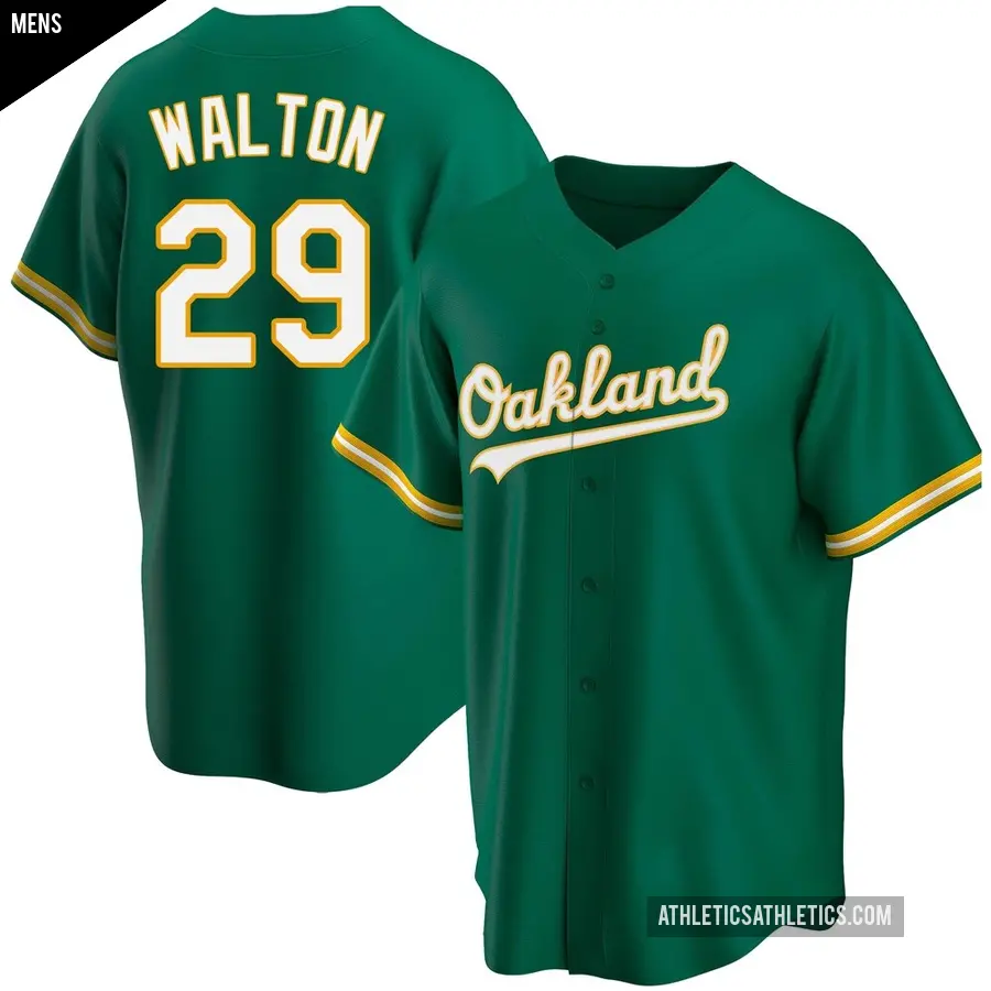 Men's Oakland Athletics ＃29 Donovan Walton Replica Green Kelly Alternate Jersey