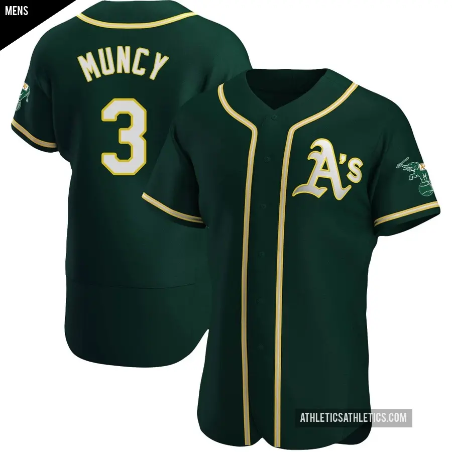 Men's Oakland Athletics ＃3 Max Muncy Authentic Green Alternate Jersey