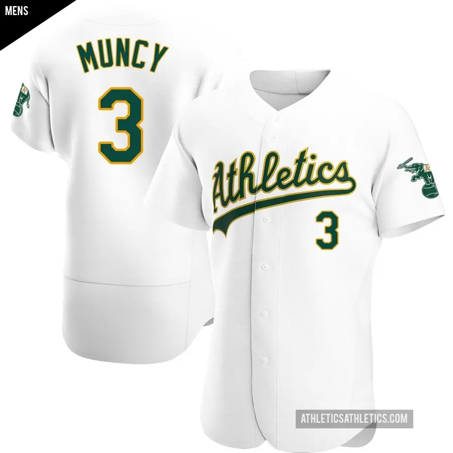 Men's Oakland Athletics ＃3 Max Muncy Authentic White Home Jersey