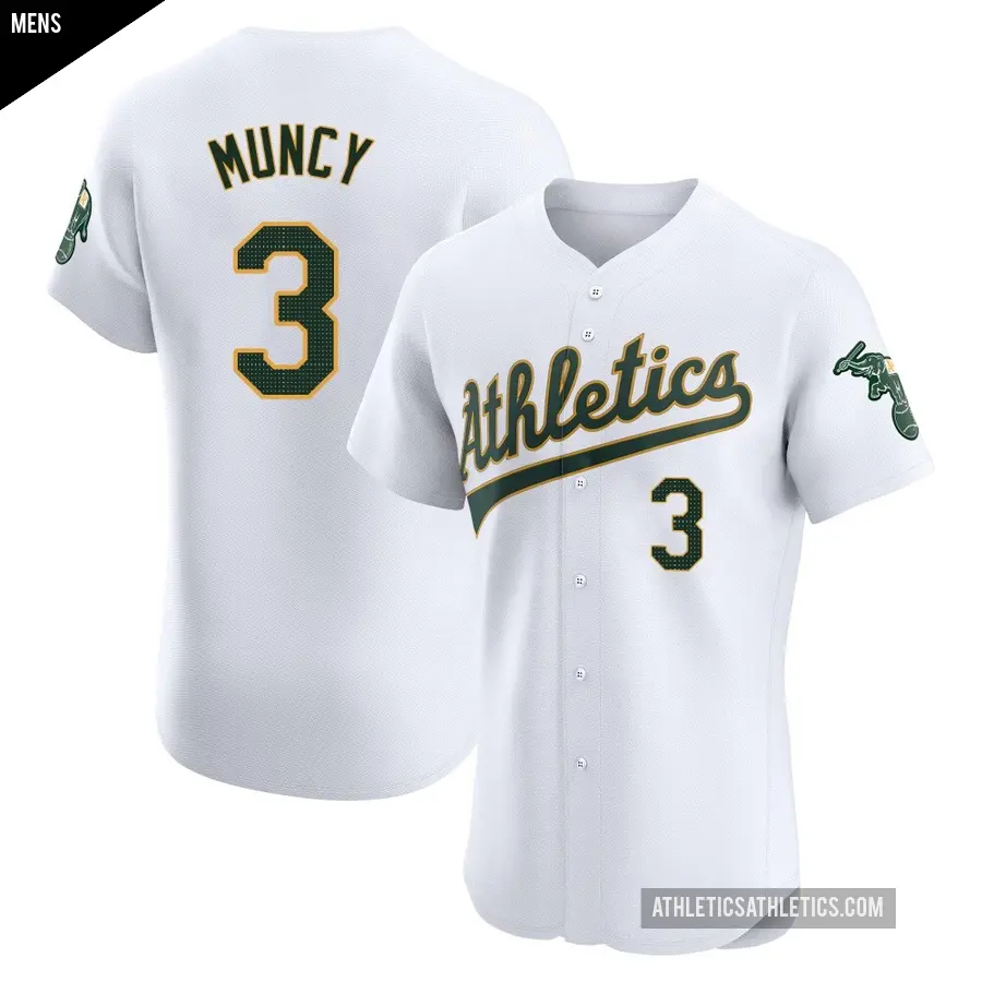 Men's Oakland Athletics ＃3 Max Muncy Elite White Home Jersey