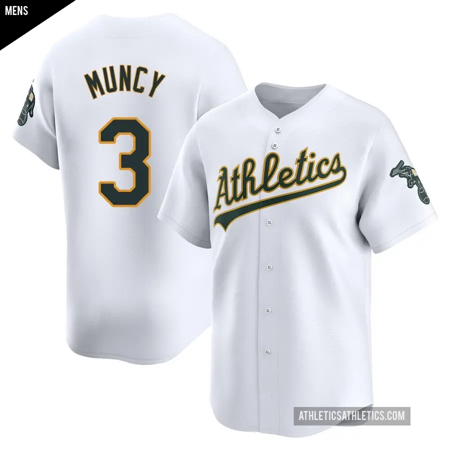 Men's Oakland Athletics ＃3 Max Muncy Limited White Home Jersey