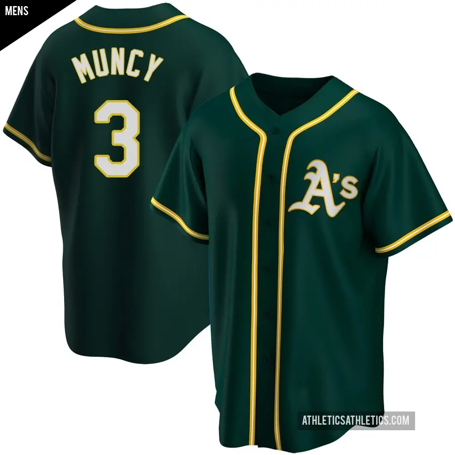 Men's Oakland Athletics ＃3 Max Muncy Replica Green Alternate Jersey