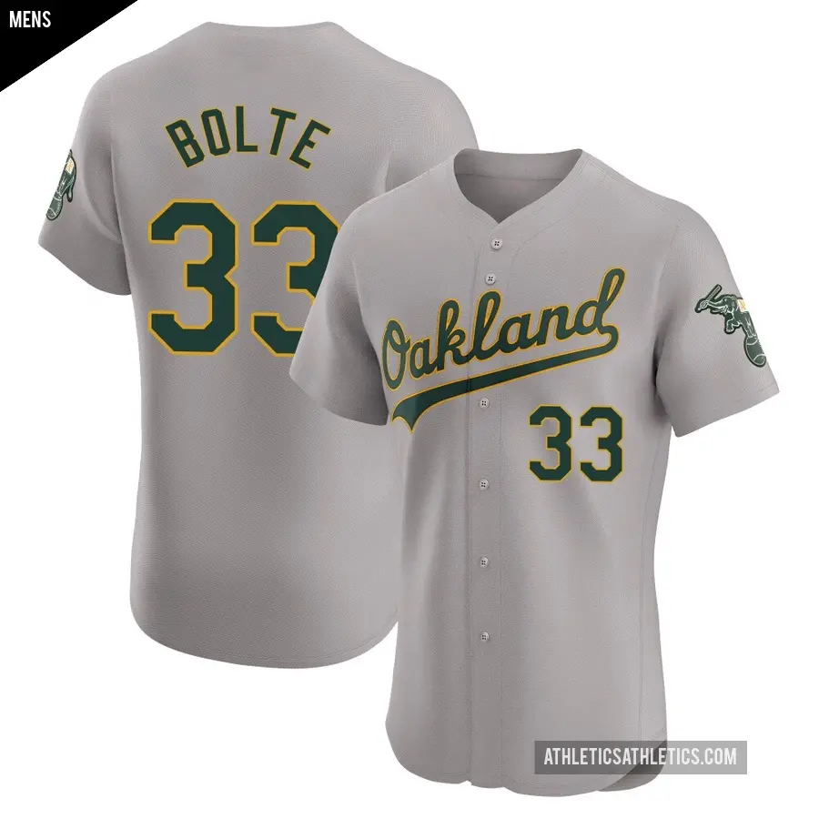 Men's Oakland Athletics ＃33 Henry Bolte Elite Gray Road Jersey