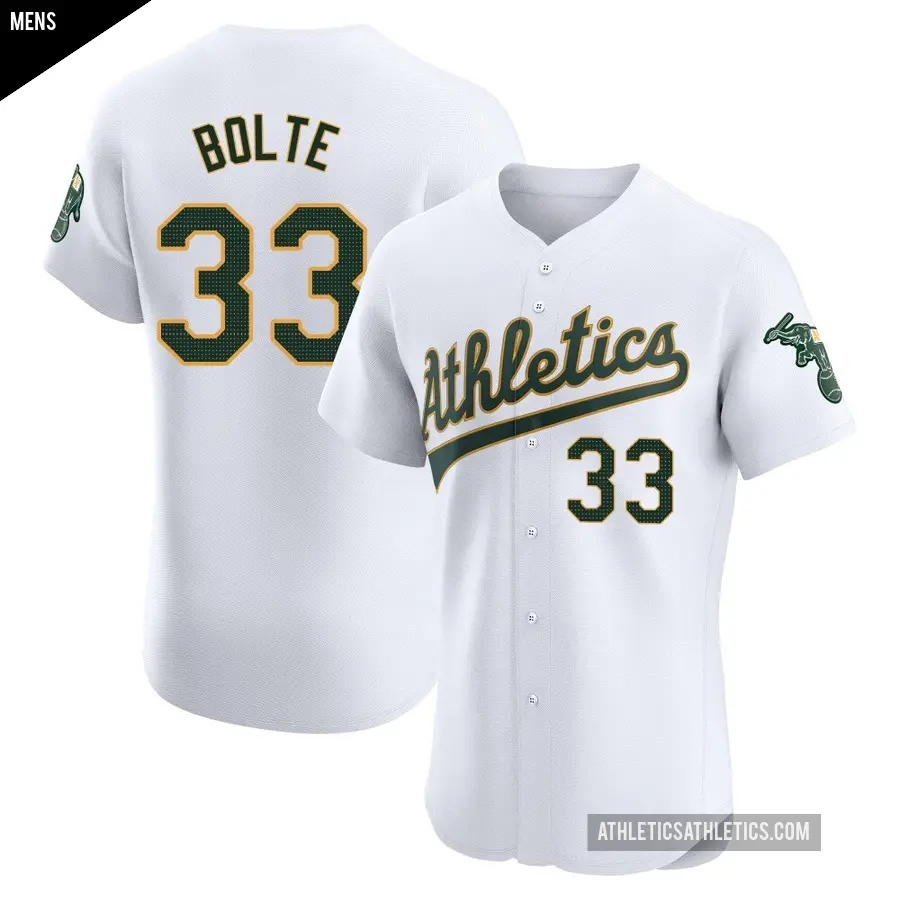 Men's Oakland Athletics ＃33 Henry Bolte Elite White Home Jersey