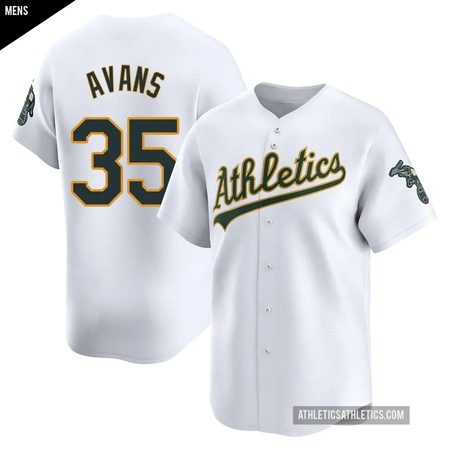 Men's Oakland Athletics ＃35 Drew Avans Limited White Home Jersey