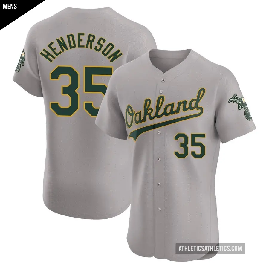 Men's Oakland Athletics ＃35 Rickey Henderson Elite Gray Road Jersey