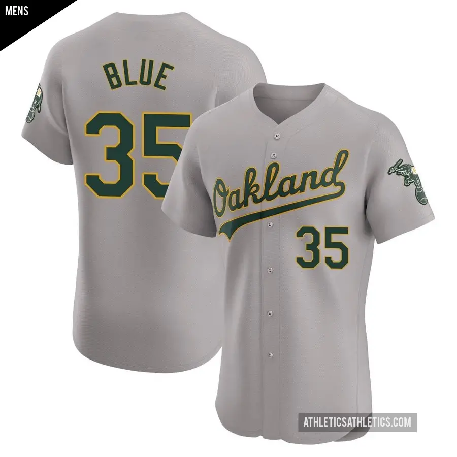 Men's Oakland Athletics ＃35 Vida Blue Elite Blue Gray Road Jersey