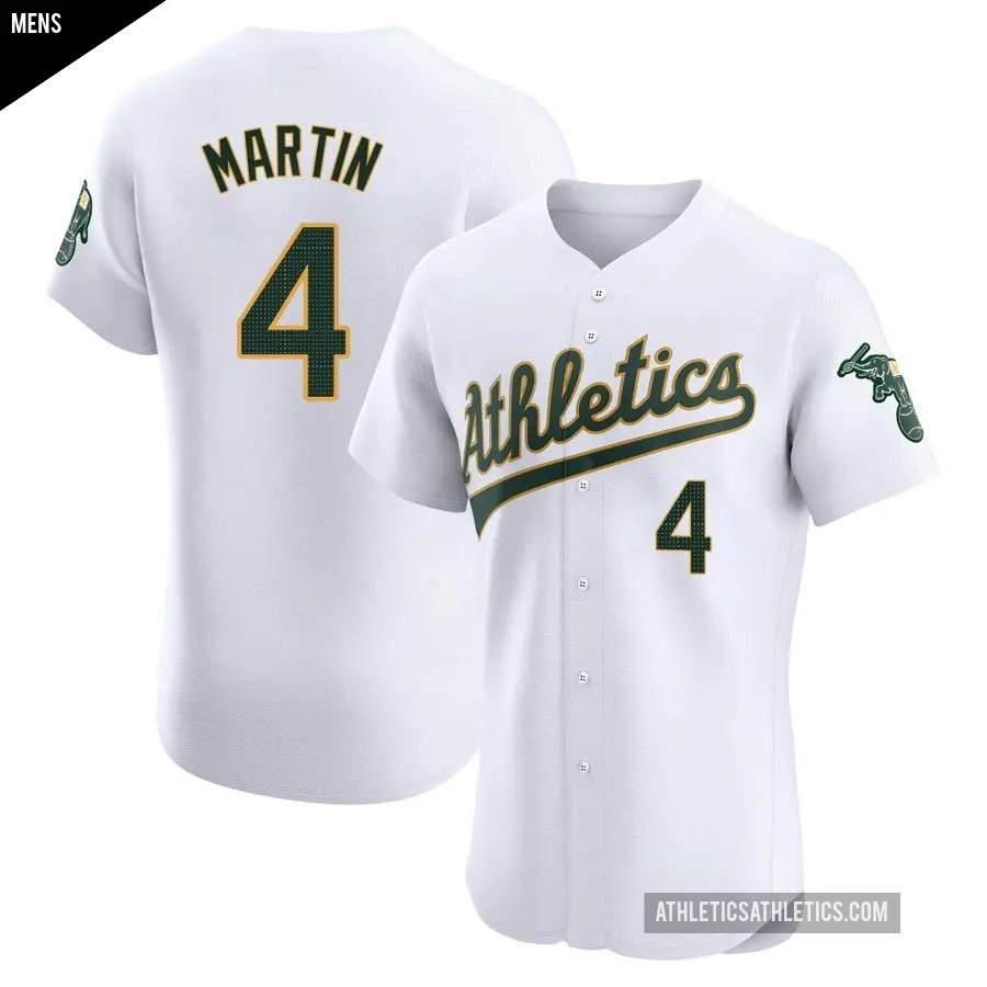 Men's Oakland Athletics ＃4 Billy Martin Elite White Home Jersey