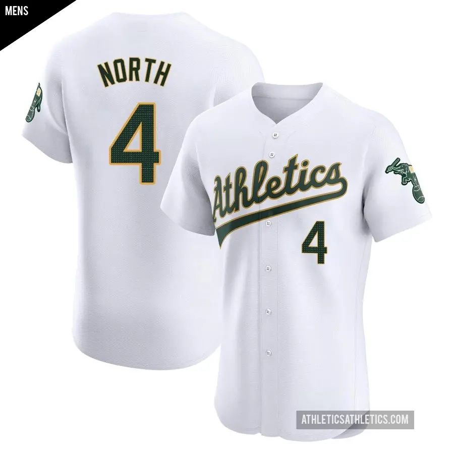 Men's Oakland Athletics ＃4 Billy North Elite White Home Jersey