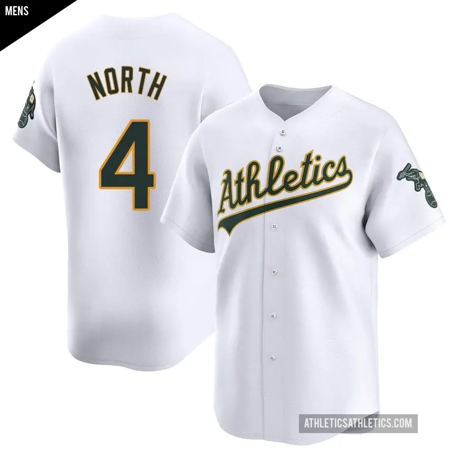 Men's Oakland Athletics ＃4 Billy North Limited White Home Jersey