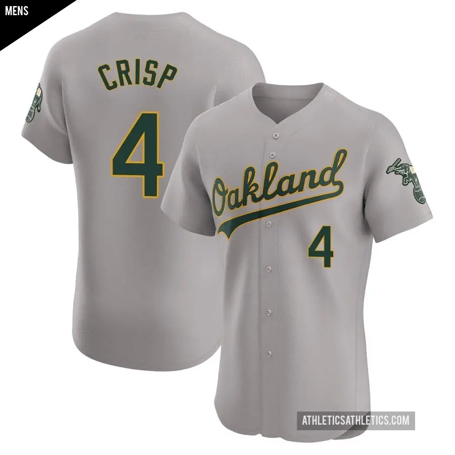 Men's Oakland Athletics ＃4 Coco Crisp Elite Gray Road Jersey