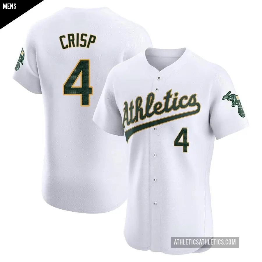 Men's Oakland Athletics ＃4 Coco Crisp Elite White Home Jersey
