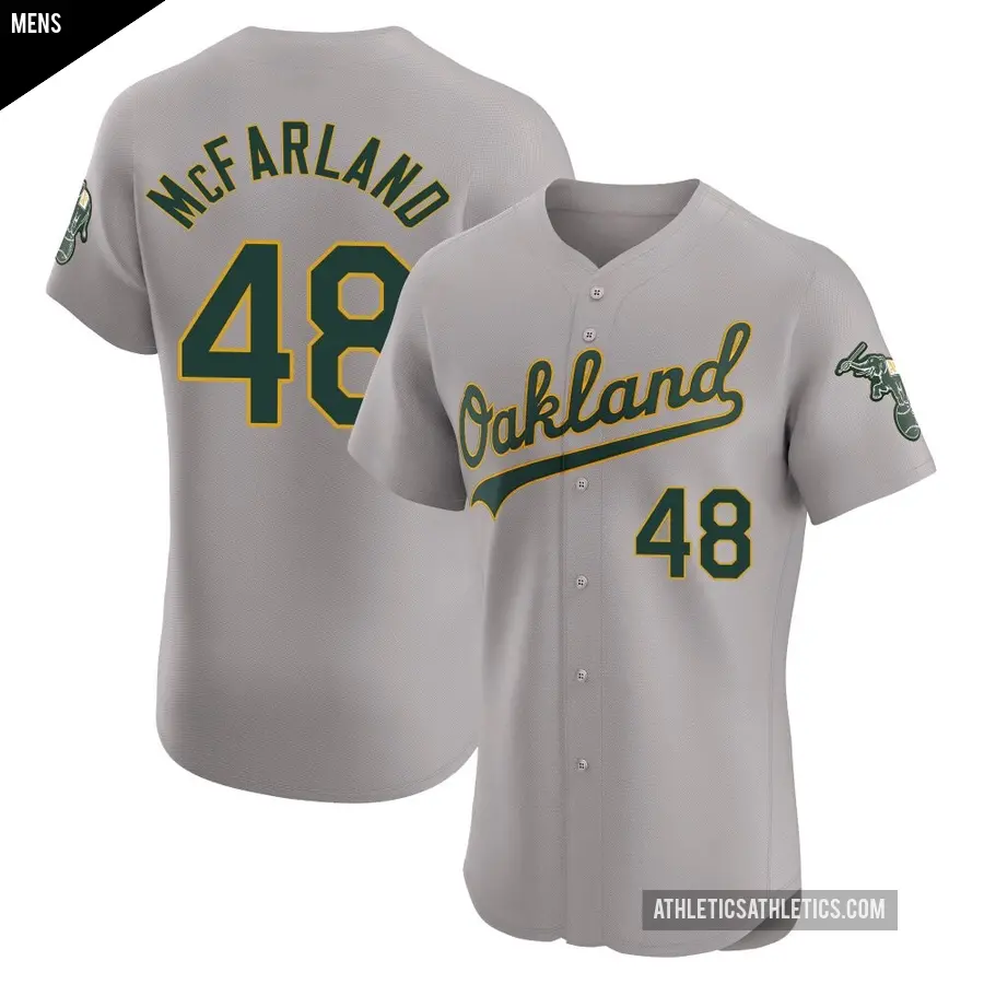 Men's Oakland Athletics ＃48 T.J. McFarland Elite Gray Road Jersey