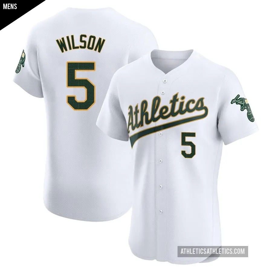 Men's Oakland Athletics ＃5 Jacob Wilson Elite White Home Jersey