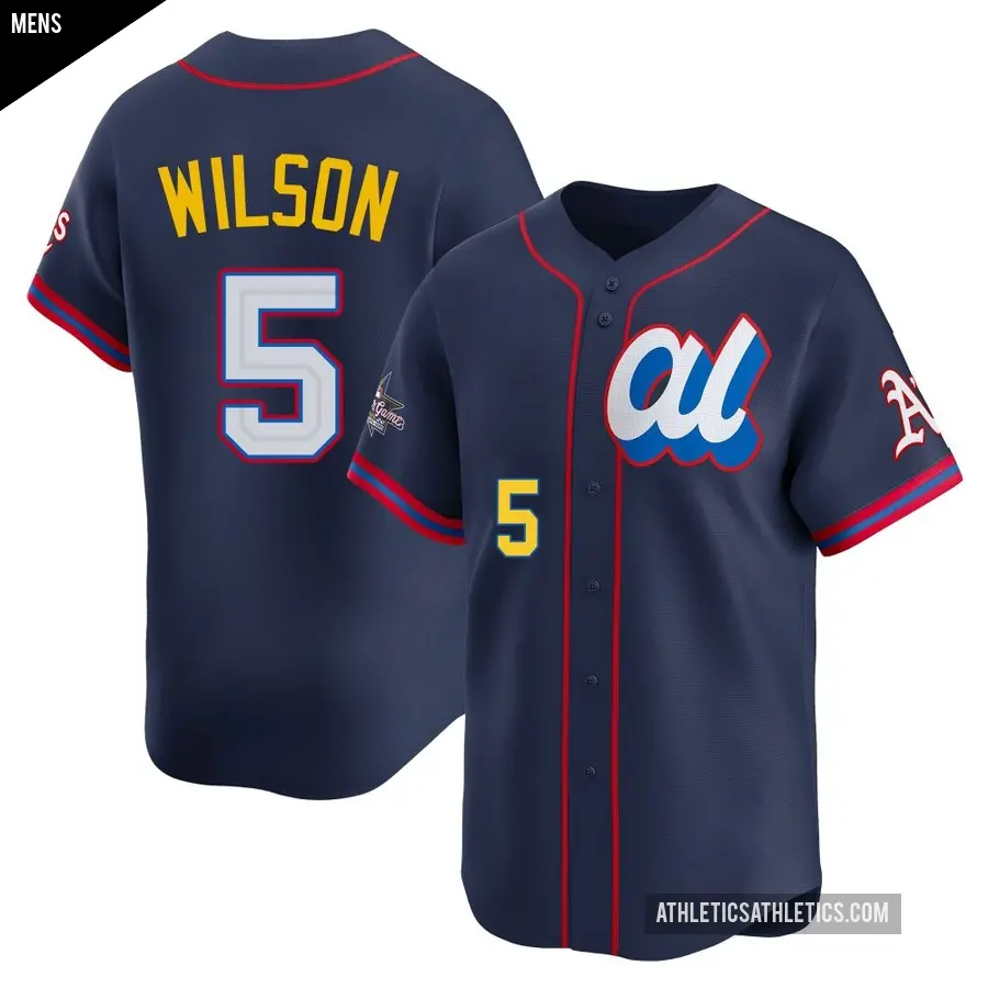 Men's Oakland Athletics ＃5 Jacob Wilson Limited Navy American League 2025 All-Star Edition Jersey