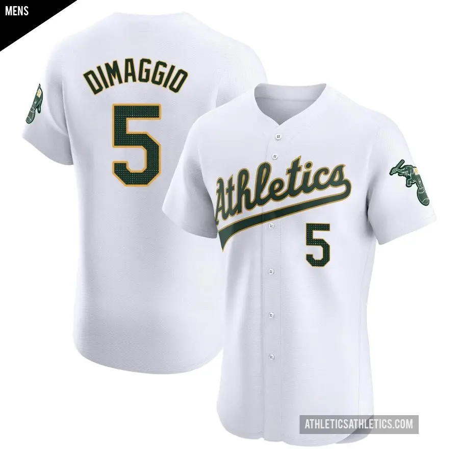 Men's Oakland Athletics ＃5 Joe Dimaggio Elite White Home Jersey
