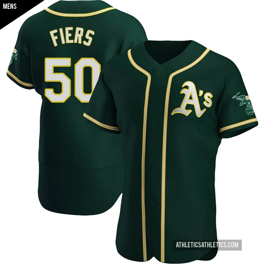 Men's Oakland Athletics ＃50 Mike Fiers Authentic Green Alternate Jersey