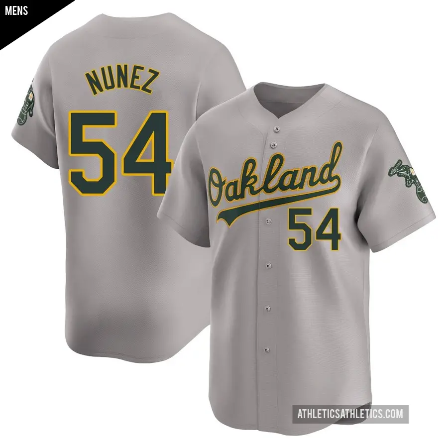 Men's Oakland Athletics ＃54 Eduarniel Nunez Limited Gray Away Jersey
