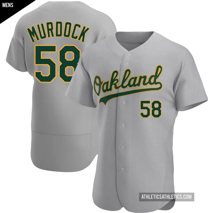 Men's Oakland Athletics ＃58 Noah Murdock Authentic Gray Road Jersey