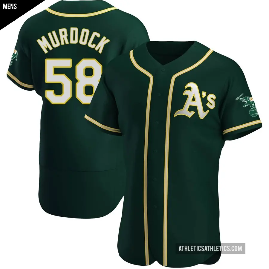 Men's Oakland Athletics ＃58 Noah Murdock Authentic Green Alternate Jersey