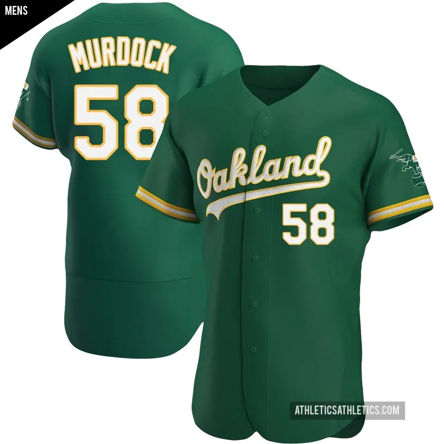 Men's Oakland Athletics ＃58 Noah Murdock Authentic Green Kelly Alternate Jersey