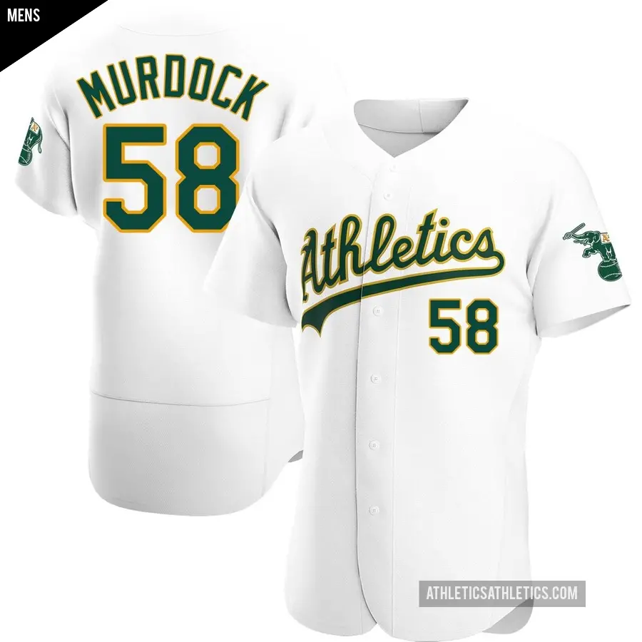 Men's Oakland Athletics ＃58 Noah Murdock Authentic White Home Jersey
