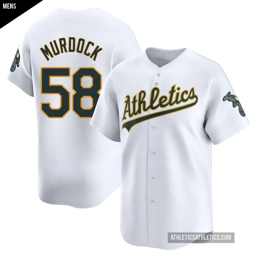 Men's Oakland Athletics ＃58 Noah Murdock Limited White Home Jersey