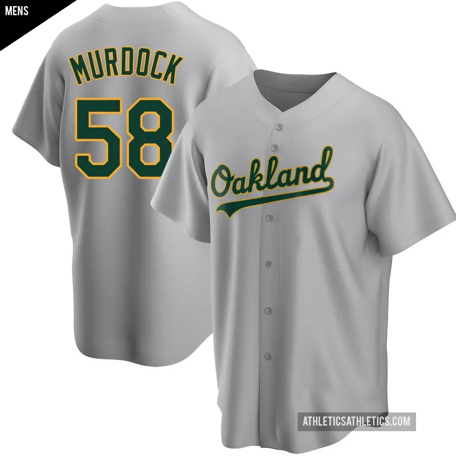 Men's Oakland Athletics ＃58 Noah Murdock Replica Gray Road Jersey