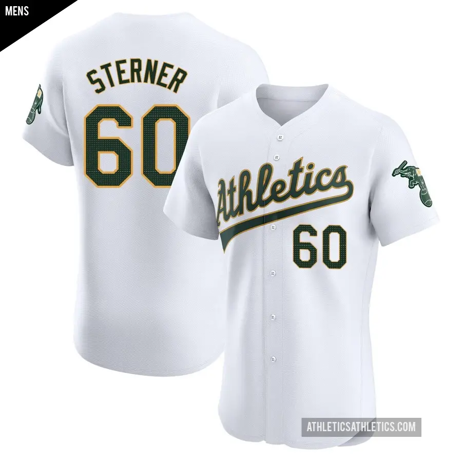 Men's Oakland Athletics ＃60 Justin Sterner Elite White Home Jersey