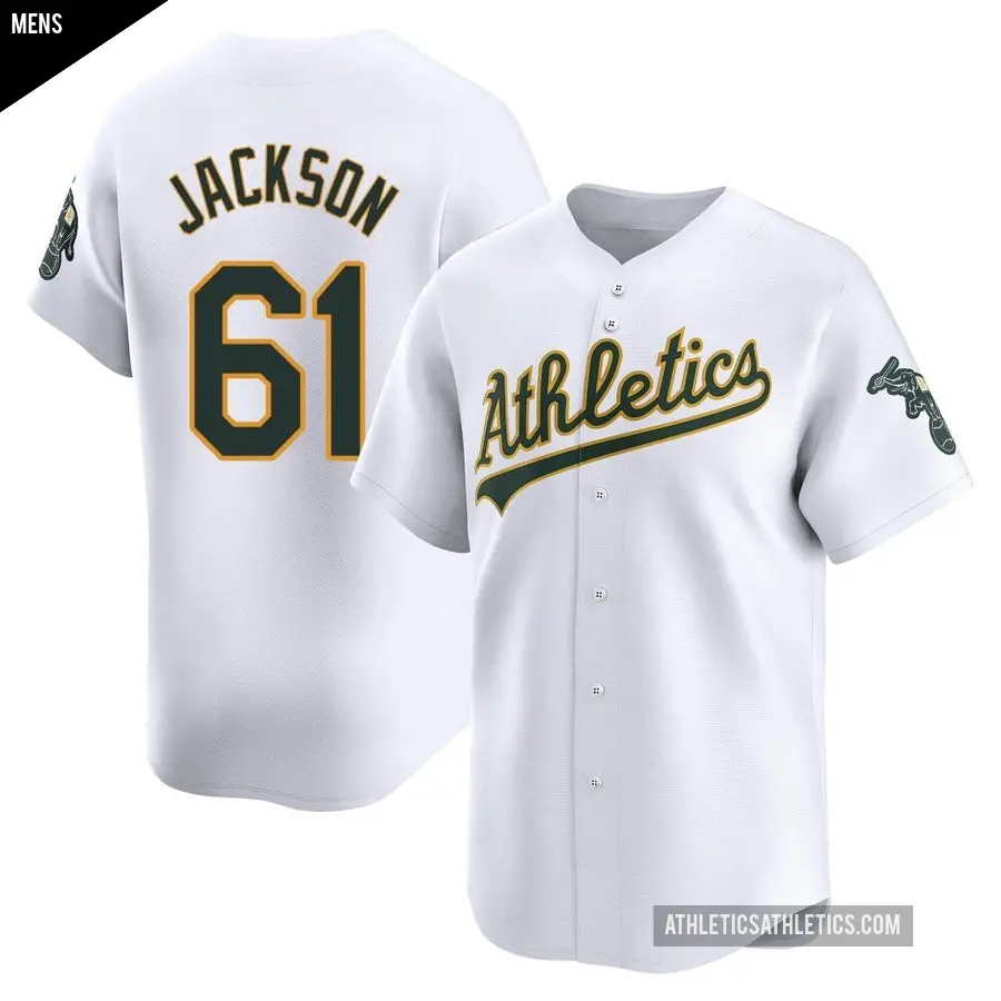 Men's Oakland Athletics ＃61 Zach Jackson Limited White Home Jersey