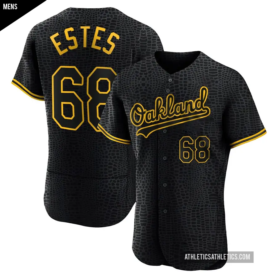 Men's Oakland Athletics ＃68 Joey Estes Authentic Black Snake Skin City Jersey